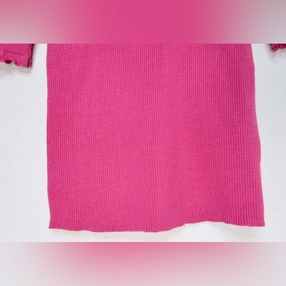 Philosophy Republic Clothing Purple Scalloped 3/4 Sleeves Frills Ribbed Top EUC - Picture 5 of 11